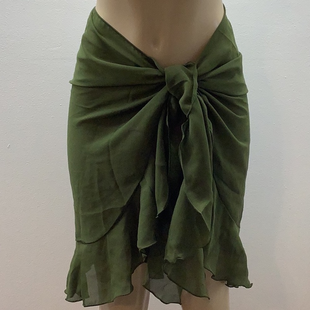 Zuliana long sarong with ruffle and lettuce trim. Made in USA. NWT
